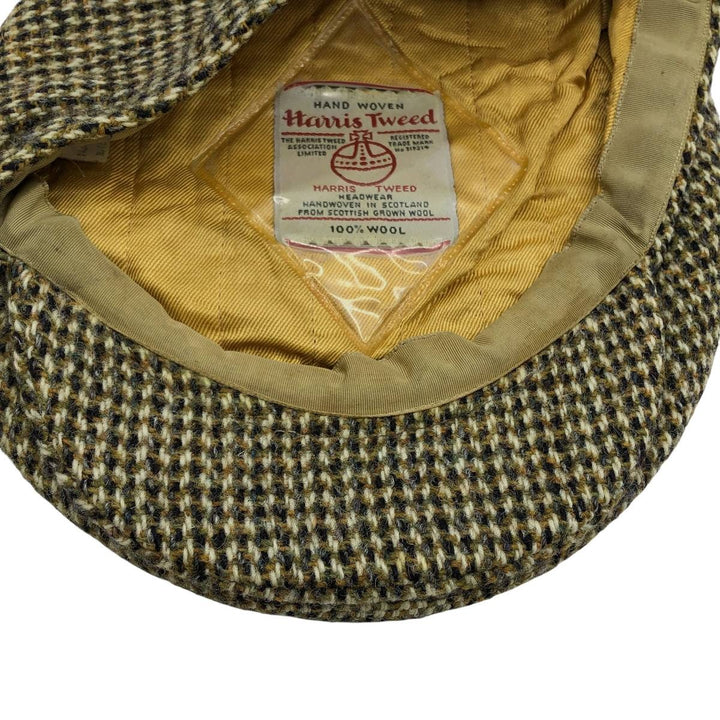 Vintage Harris Tweed hunting cap, made in England, one size fits all. wool Khaki type Vintage Second Hand