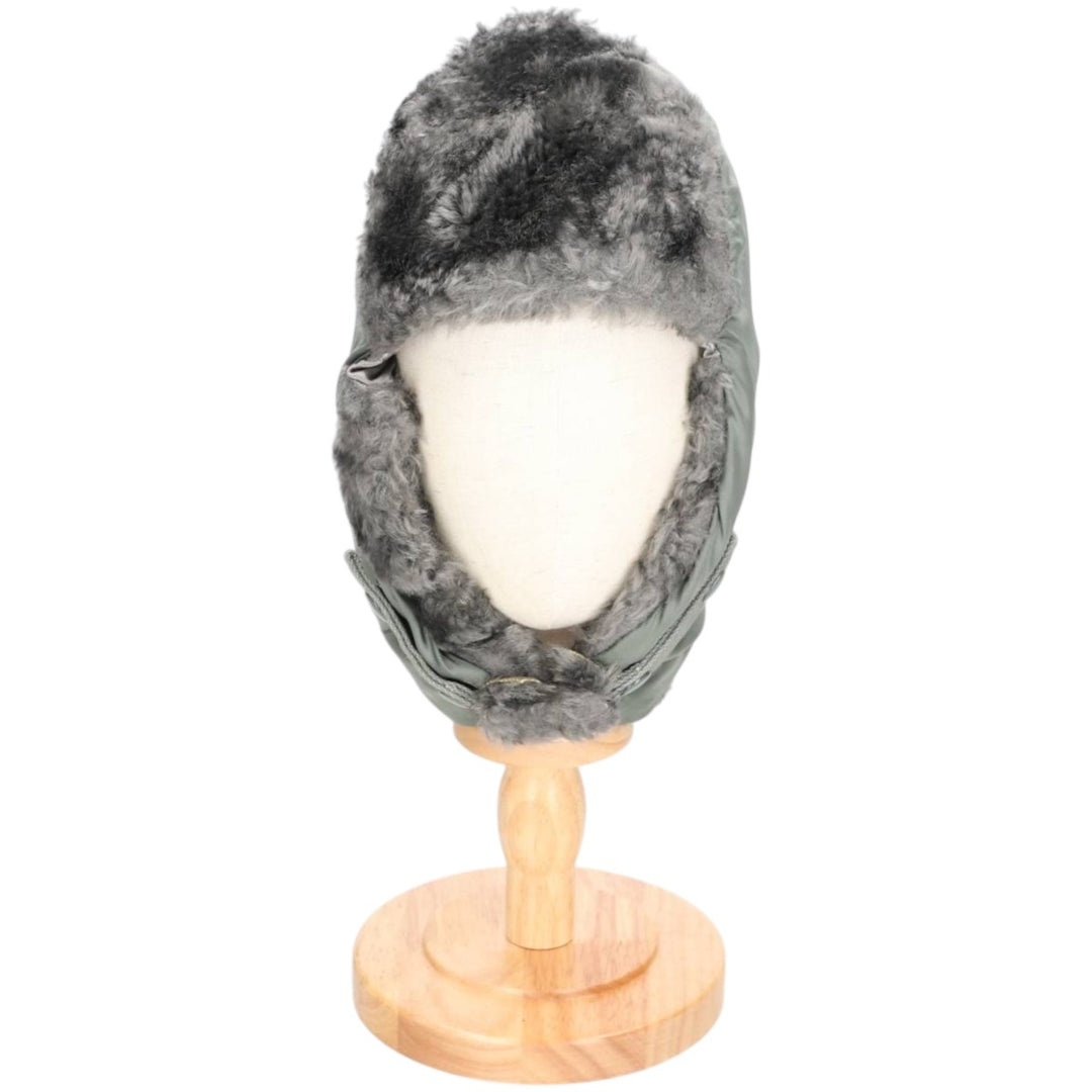 B-9B Military Flight Cap (Free Size) unclear Khaki type sage green Vintage Second Hand