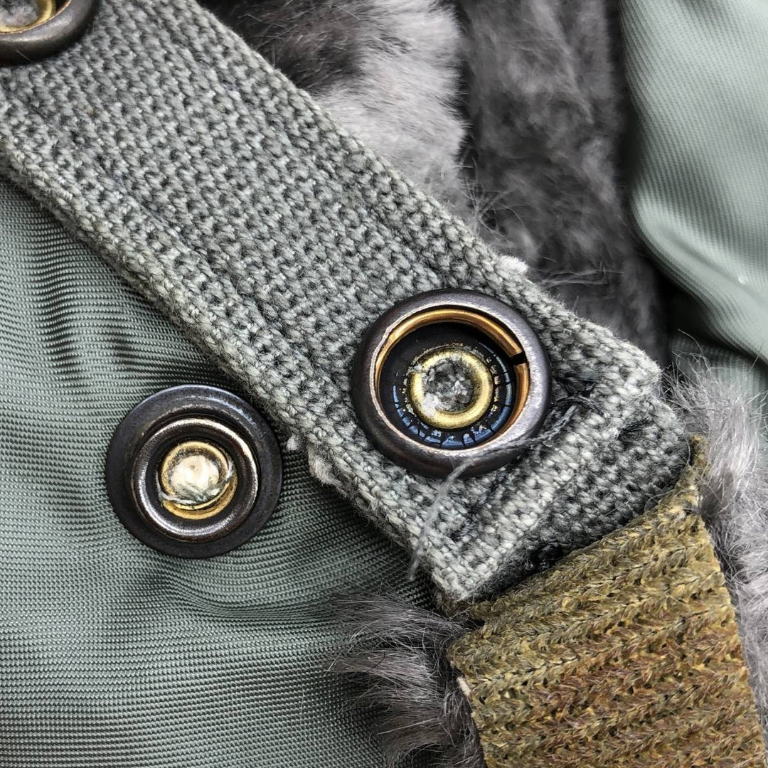 B-9B Military Flight Cap (Free Size) unclear Khaki type sage green Vintage Second Hand