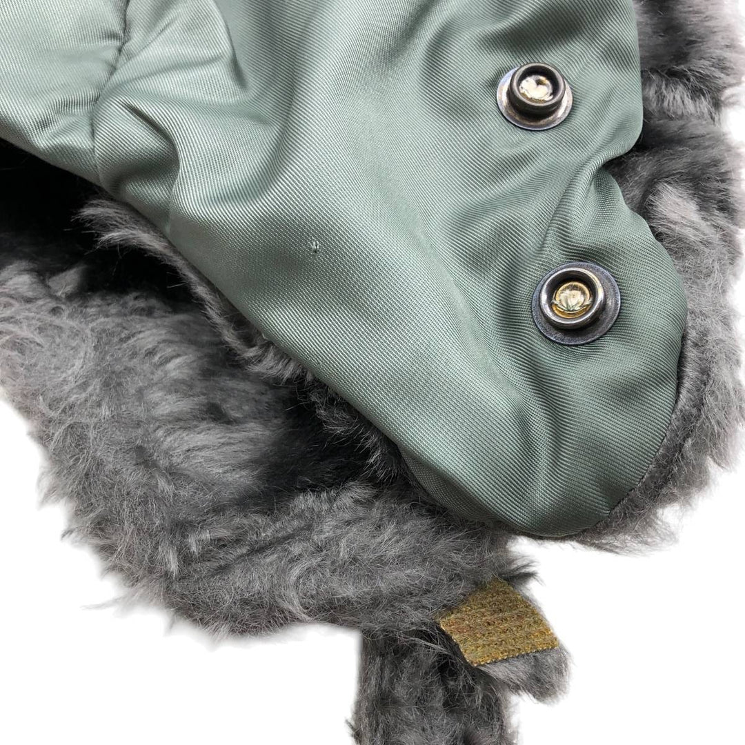 B-9B Military Flight Cap (Free Size) unclear Khaki type sage green Vintage Second Hand