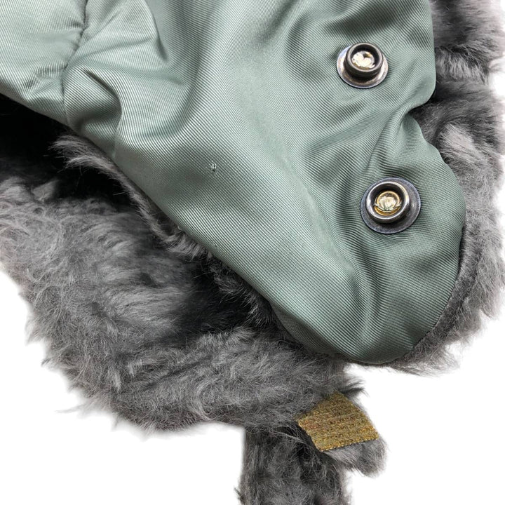 B-9B Military Flight Cap (Free Size) unclear Khaki type sage green Vintage Second Hand