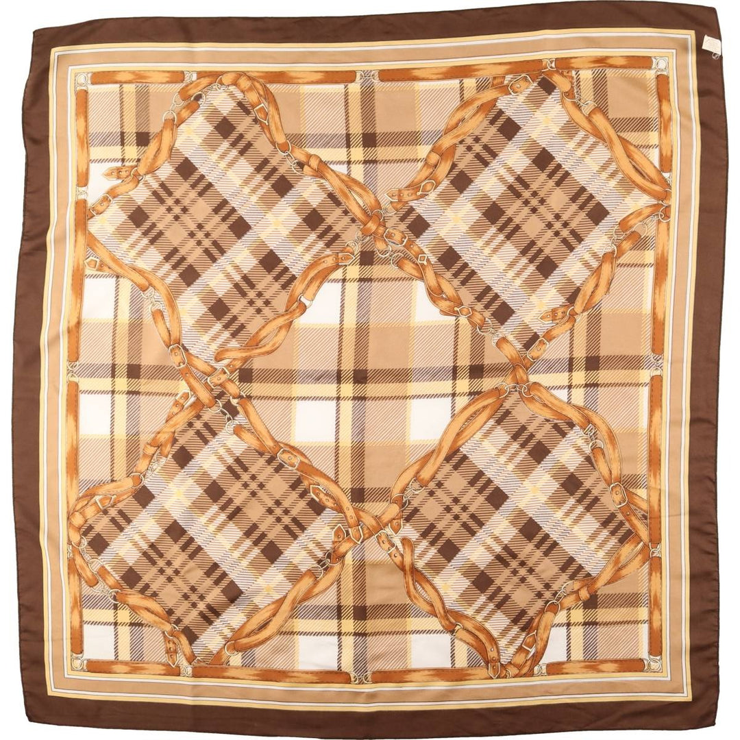 All-over print scarf made in Italy polyester brown type Vintage Second Hand