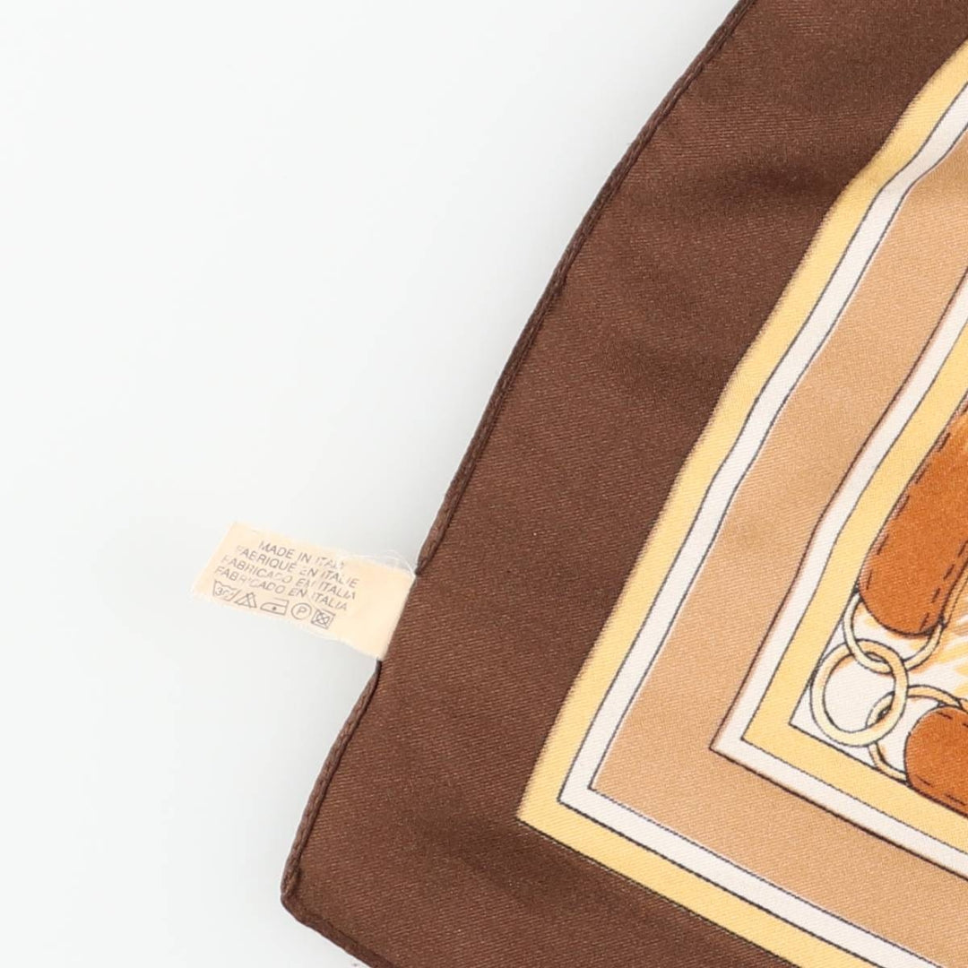 All-over print scarf made in Italy polyester brown type Vintage Second Hand