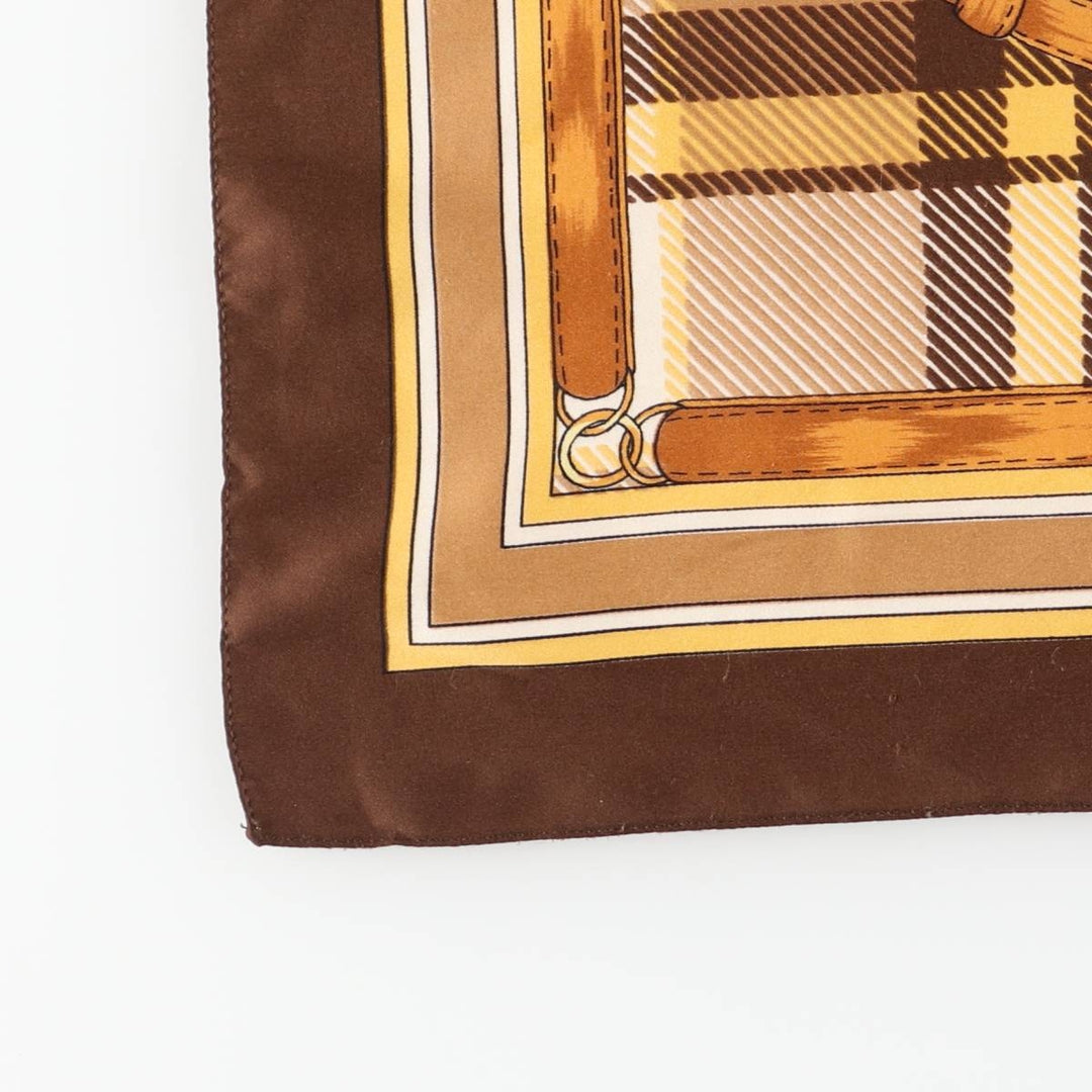 All-over print scarf made in Italy polyester brown type Vintage Second Hand