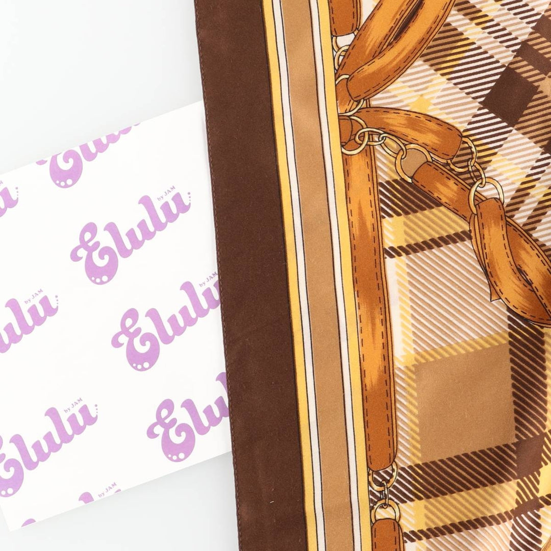 All-over print scarf made in Italy polyester brown type Vintage Second Hand