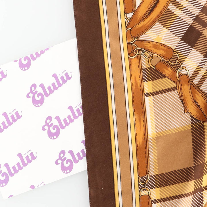 All-over print scarf made in Italy polyester brown type Vintage Second Hand