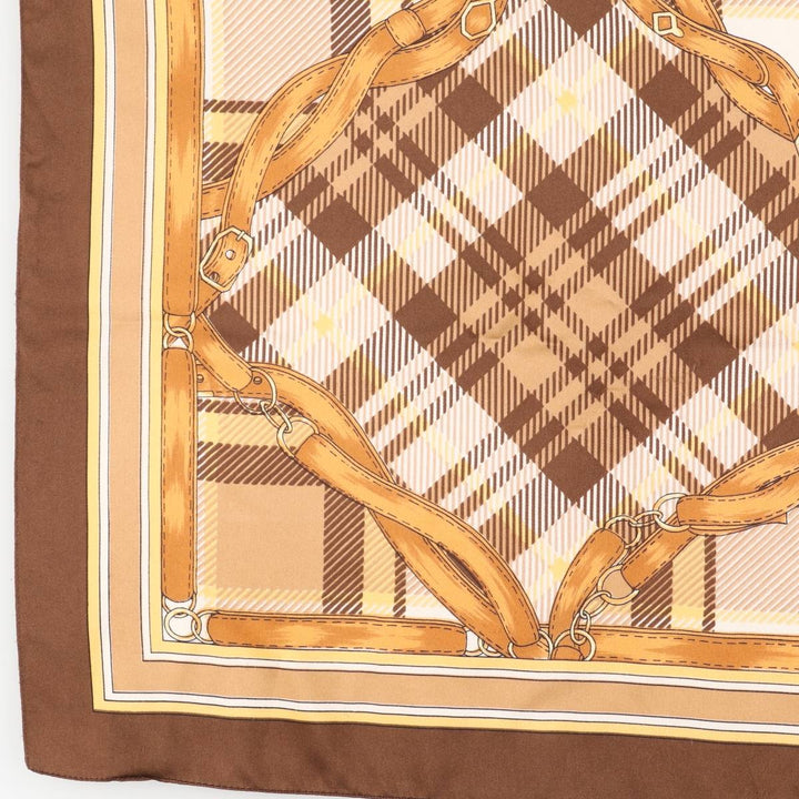 All-over print scarf made in Italy polyester brown type Vintage Second Hand