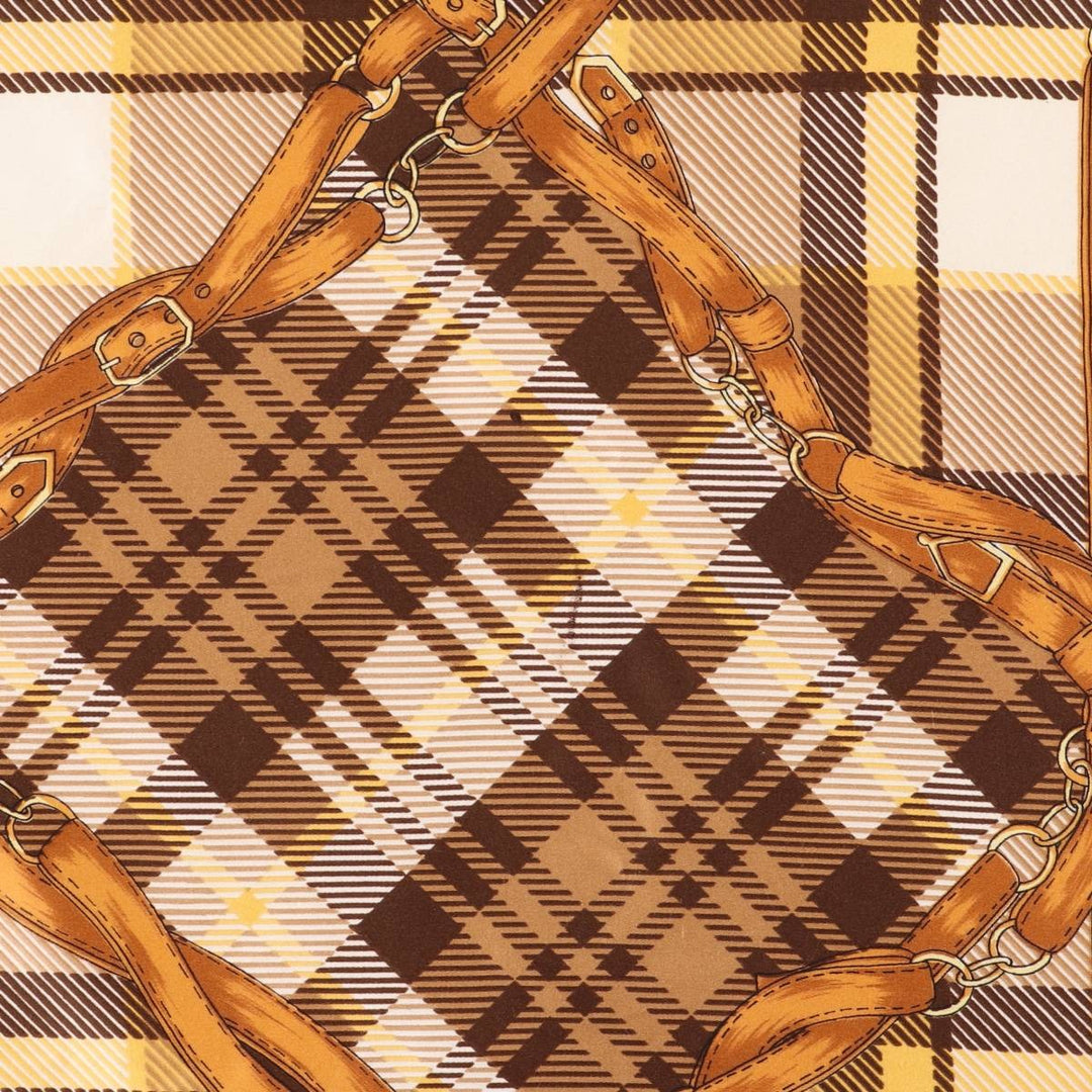 All-over print scarf made in Italy polyester brown type Vintage Second Hand