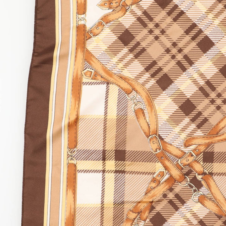 All-over print scarf made in Italy polyester brown type Vintage Second Hand