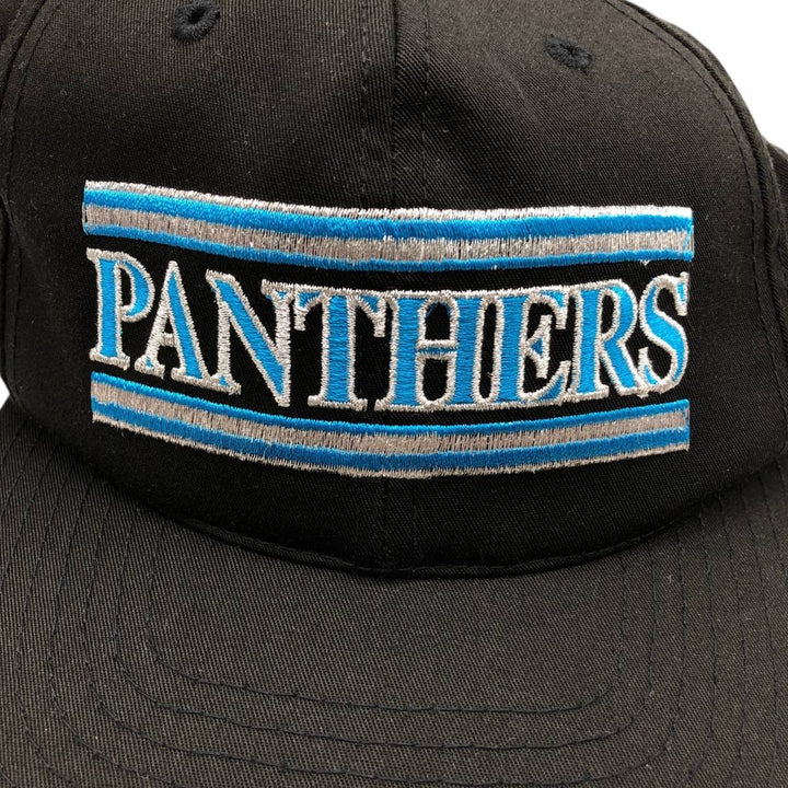 90'S ANNCO NFL Carolina Panthers Baseball Cap, 6-Panel Cap, One Size Fits All, Vintage polyester black type Vintage Second Hand