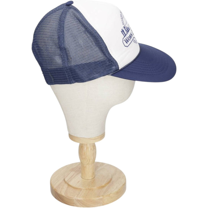 80s-90'S Crown Trucker Cap Mesh Cap, One Size Fits All, Vintage polyester blue type Vintage Second Hand