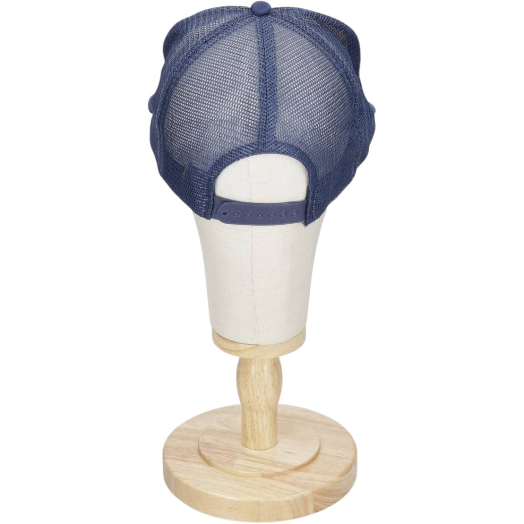 80s-90'S Crown Trucker Cap Mesh Cap, One Size Fits All, Vintage polyester blue type Vintage Second Hand