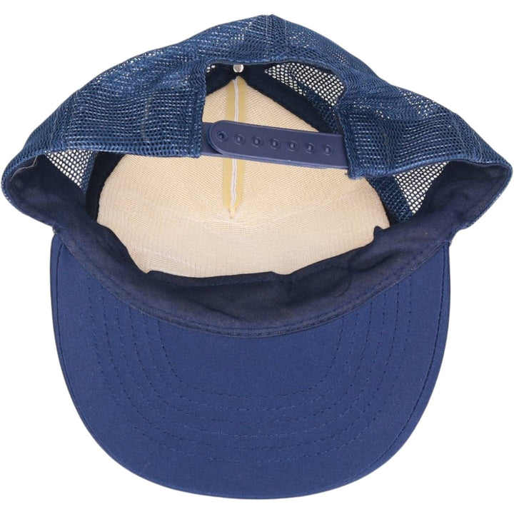 80s-90'S Crown Trucker Cap Mesh Cap, One Size Fits All, Vintage polyester blue type Vintage Second Hand