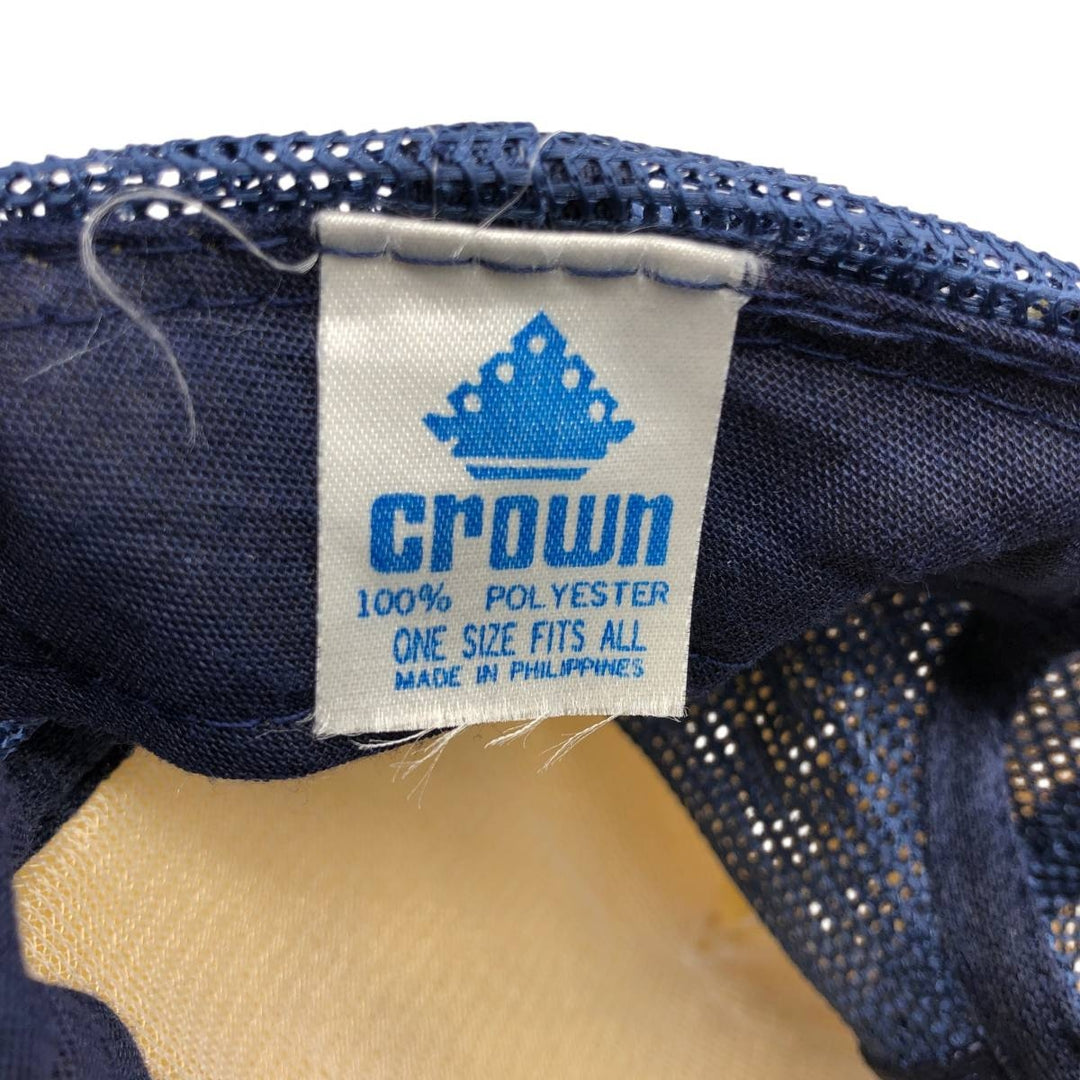 80s-90'S Crown Trucker Cap Mesh Cap, One Size Fits All, Vintage polyester blue type Vintage Second Hand