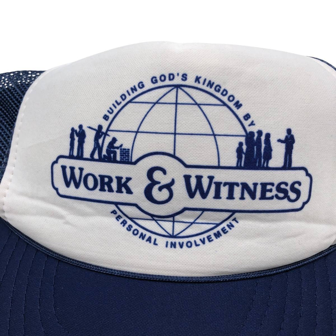 80s-90'S Crown Trucker Cap Mesh Cap, One Size Fits All, Vintage polyester blue type Vintage Second Hand