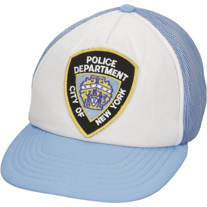 YUPOONG NYPD (New York City Police Department) Trucker Cap, Mesh Cap, One Size Fits All, Vintage polyester Blue type light blue Vintage Second Hand