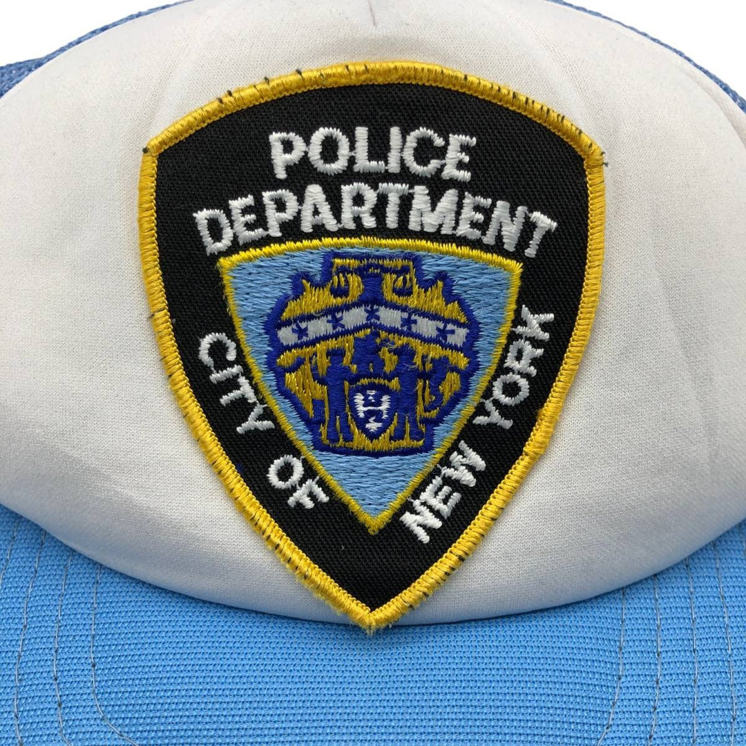 YUPOONG NYPD (New York City Police Department) Trucker Cap, Mesh Cap, One Size Fits All, Vintage polyester Blue type light blue Vintage Second Hand