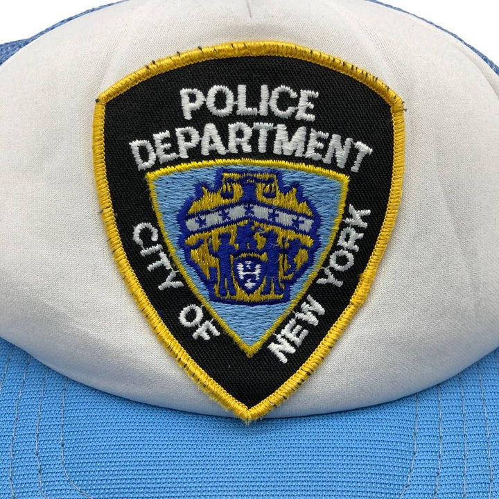 YUPOONG NYPD (New York City Police Department) Trucker Cap, Mesh Cap, One Size Fits All, Vintage polyester Blue type light blue Vintage Second Hand