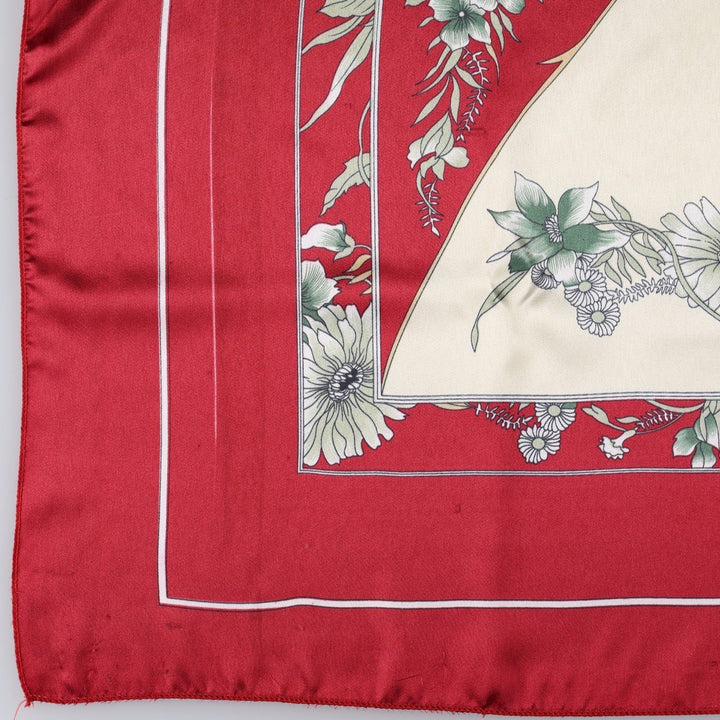All-over botanical pattern scarf unclear wine-red Vintage Second Hand