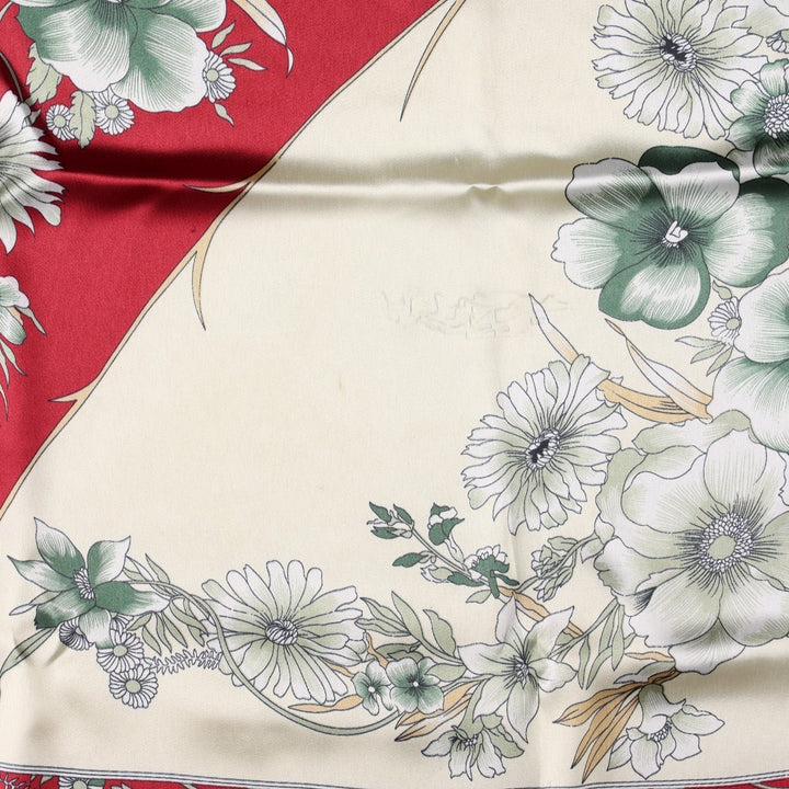 All-over botanical pattern scarf unclear wine-red Vintage Second Hand