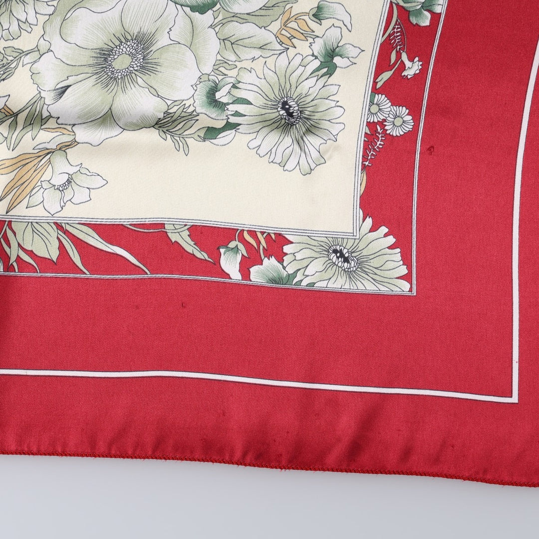 All-over botanical pattern scarf unclear wine-red Vintage Second Hand