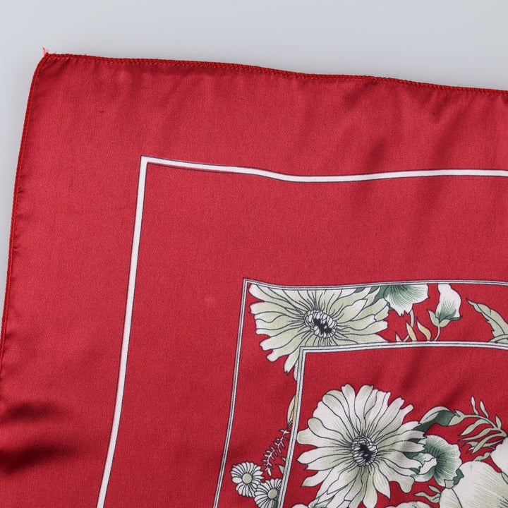 All-over botanical pattern scarf unclear wine-red Vintage Second Hand