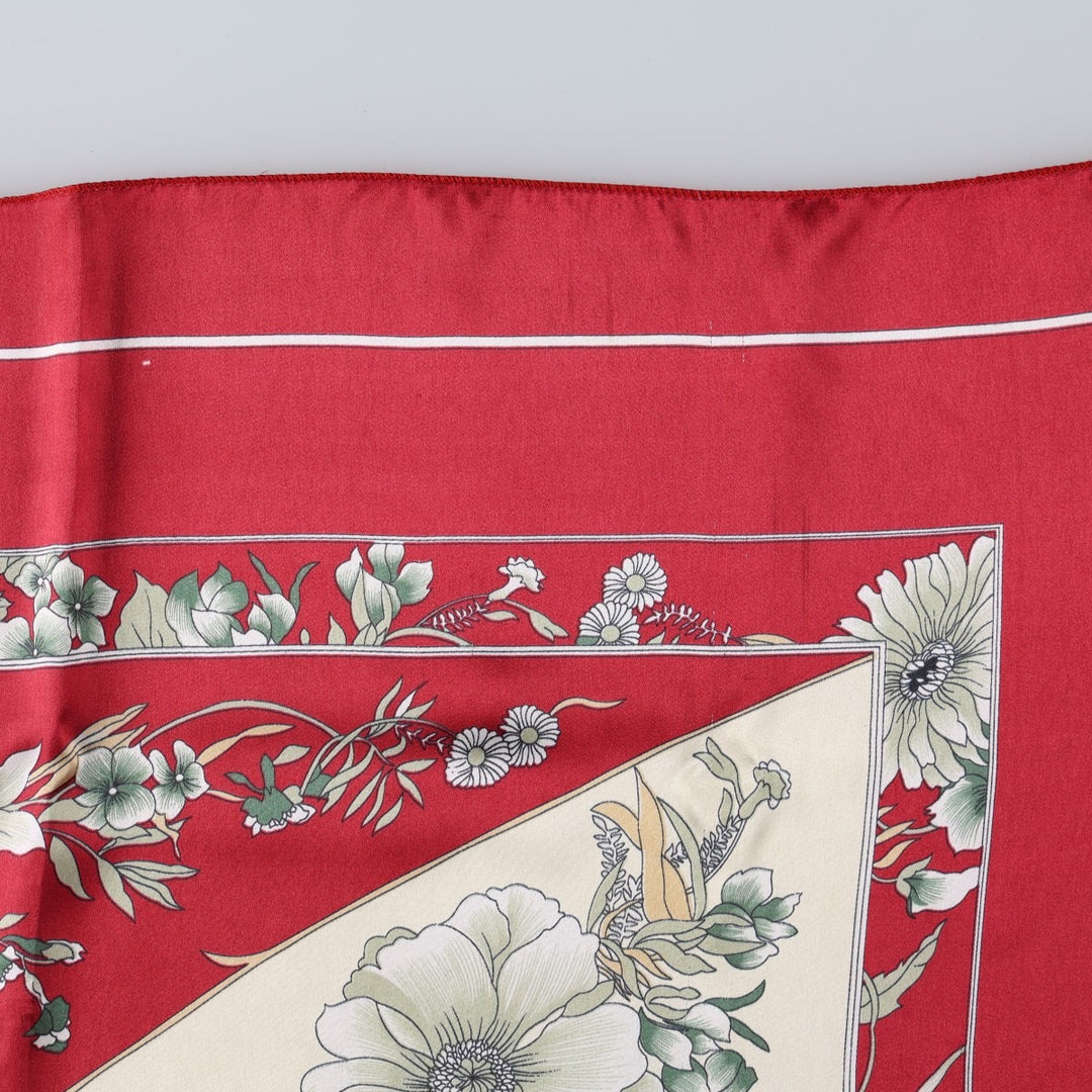 All-over botanical pattern scarf unclear wine-red Vintage Second Hand