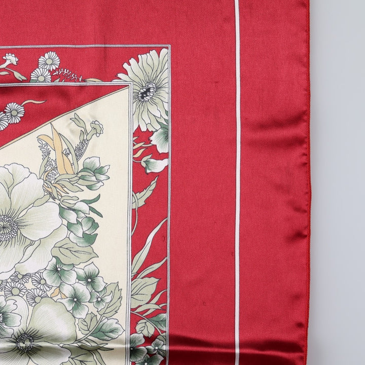 All-over botanical pattern scarf unclear wine-red Vintage Second Hand