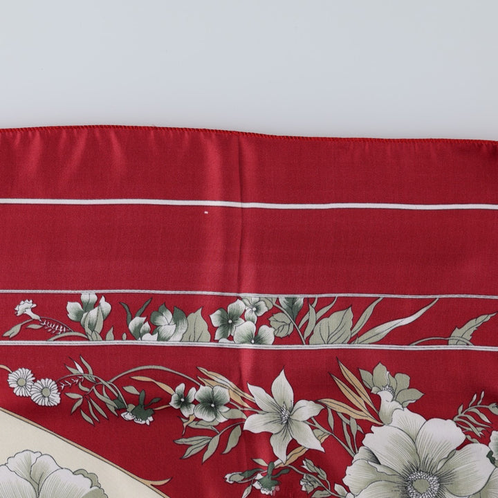 All-over botanical pattern scarf unclear wine-red Vintage Second Hand
