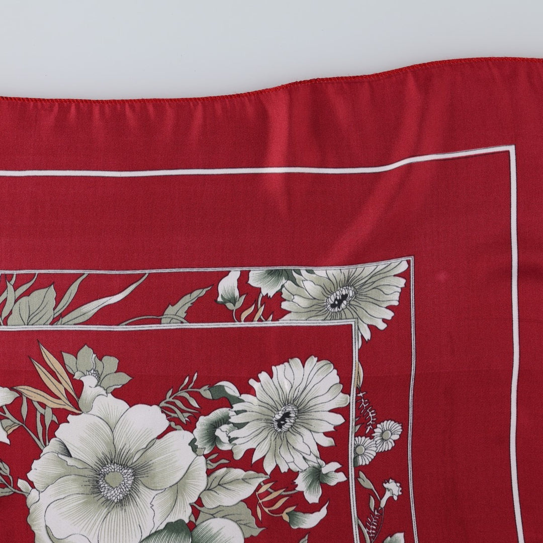 All-over botanical pattern scarf unclear wine-red Vintage Second Hand