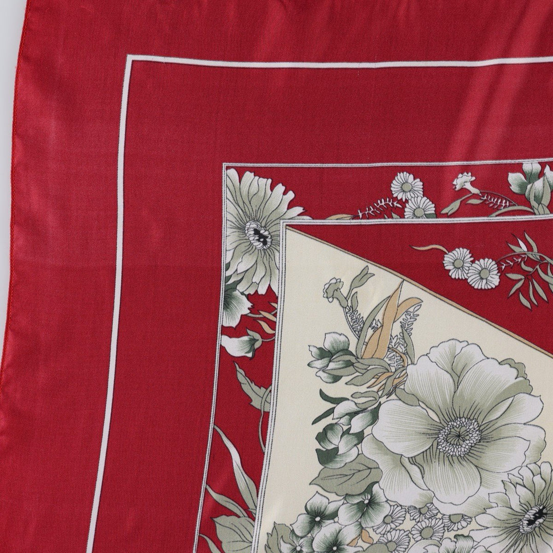 All-over botanical pattern scarf unclear wine-red Vintage Second Hand