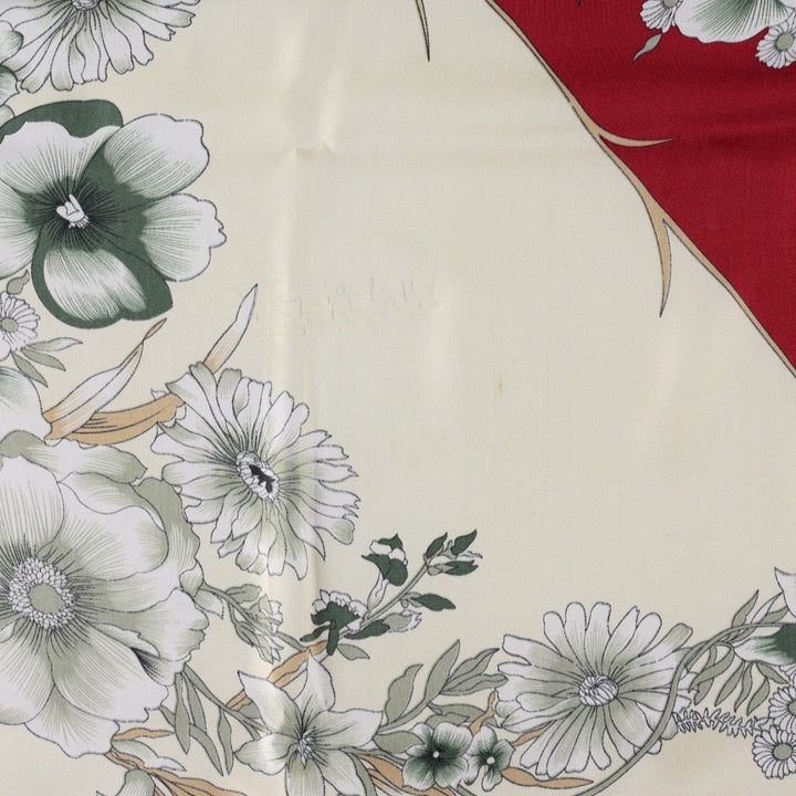 All-over botanical pattern scarf unclear wine-red Vintage Second Hand