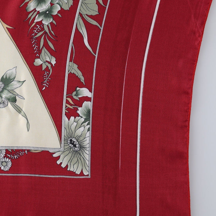 All-over botanical pattern scarf unclear wine-red Vintage Second Hand