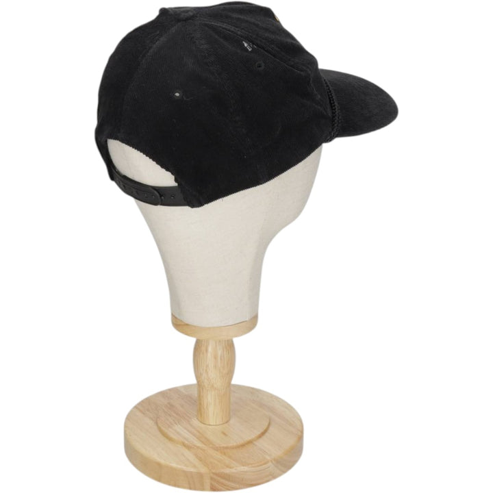 Black Gold Lodge Fish Print Advertising Corduroy Cap (One Size Fits All) cotton black type Vintage Second Hand