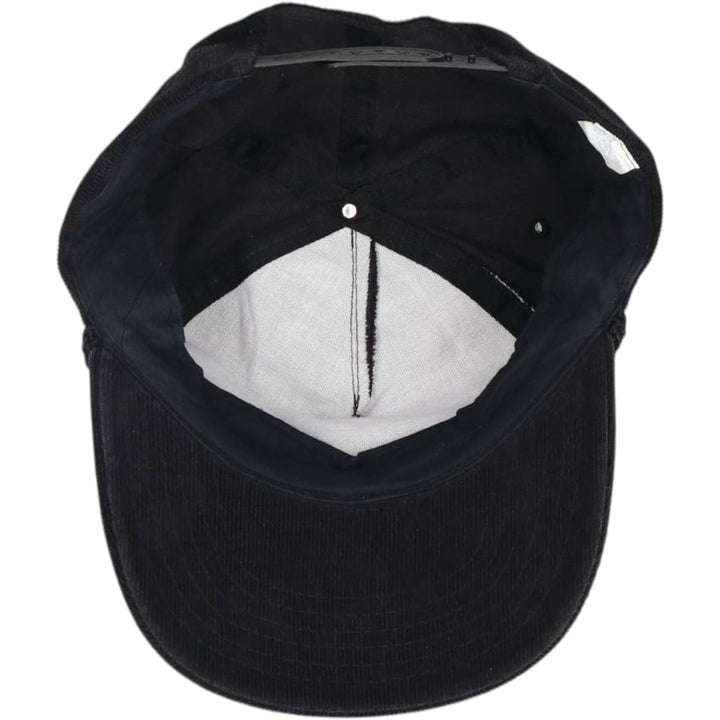 Black Gold Lodge Fish Print Advertising Corduroy Cap (One Size Fits All) cotton black type Vintage Second Hand