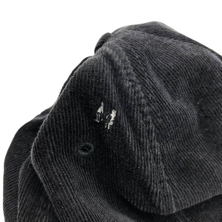 Black Gold Lodge Fish Print Advertising Corduroy Cap (One Size Fits All) cotton black type Vintage Second Hand
