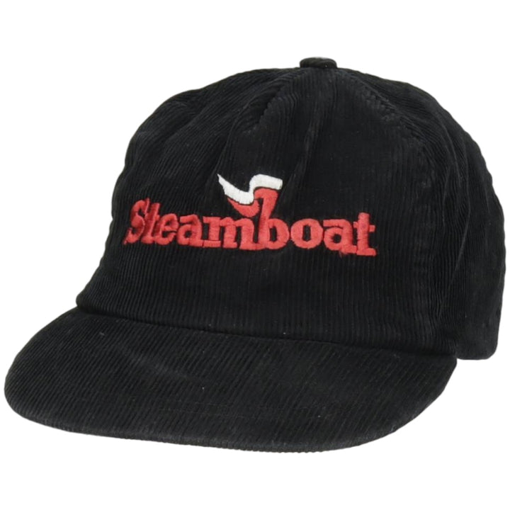 Ski Country Imports Steamboat Ski Resort Advertising Corduroy Cap (One Size Fits All) cotton black type Vintage Second Hand