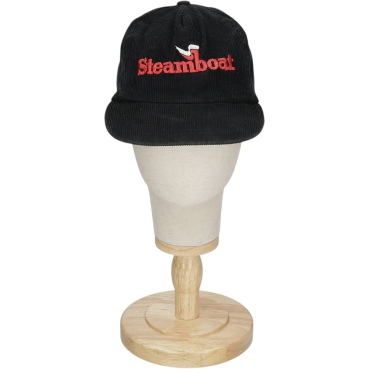 Ski Country Imports Steamboat Ski Resort Advertising Corduroy Cap (One Size Fits All) cotton black type Vintage Second Hand