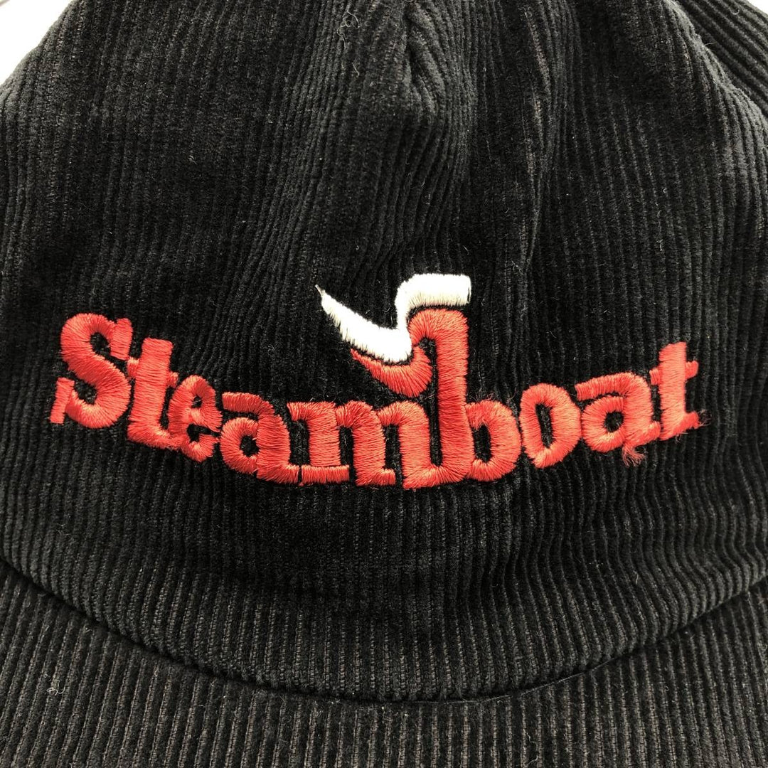 Ski Country Imports Steamboat Ski Resort Advertising Corduroy Cap (One Size Fits All) cotton black type Vintage Second Hand