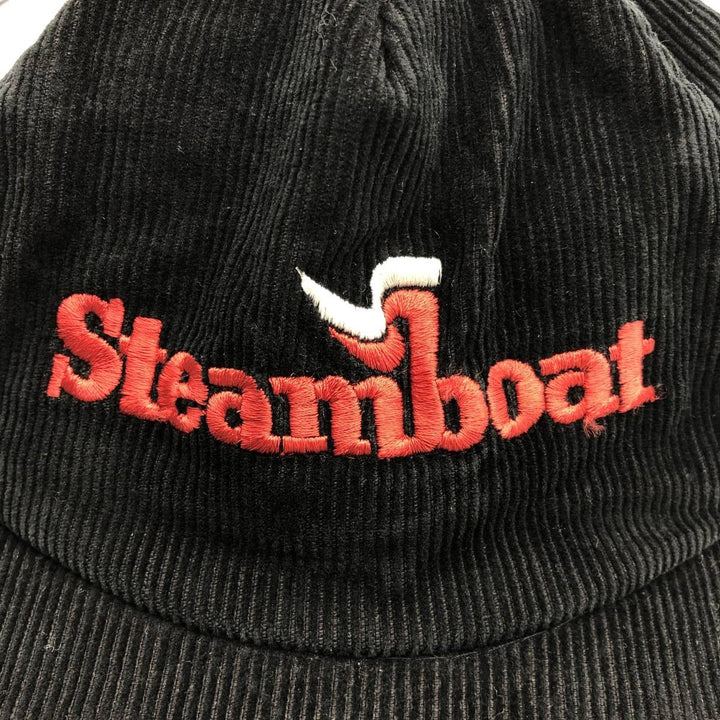 Ski Country Imports Steamboat Ski Resort Advertising Corduroy Cap (One Size Fits All) cotton black type Vintage Second Hand