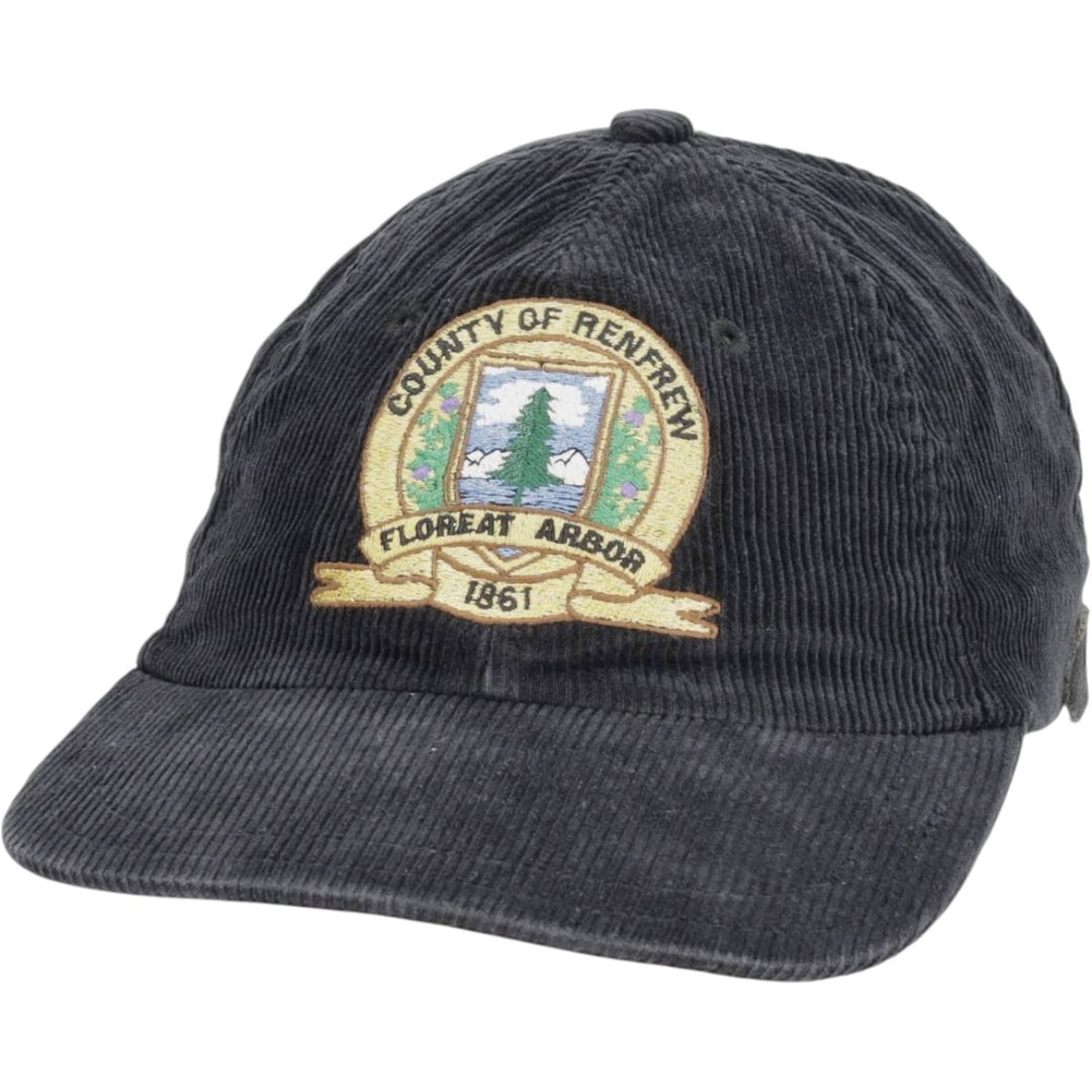 Corduroy cap, made in Canada, one size fits all. cotton black type Vintage Second Hand