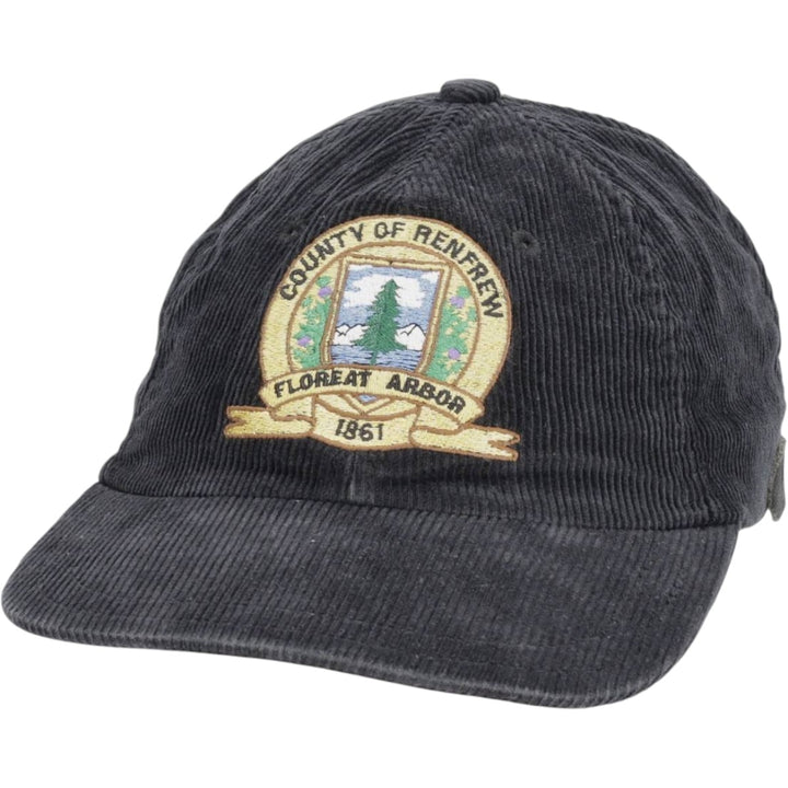 Corduroy cap, made in Canada, one size fits all. cotton black type Vintage Second Hand