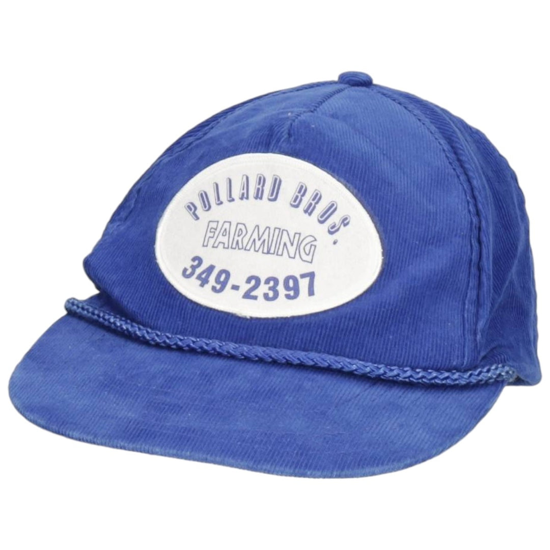 Headline Headwear POLLARD BROS FARMING Advertising Corduroy Cap (One Size Fits All) cotton navy blue type Vintage Second Hand