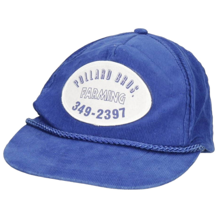 Headline Headwear POLLARD BROS FARMING Advertising Corduroy Cap (One Size Fits All) cotton navy blue type Vintage Second Hand