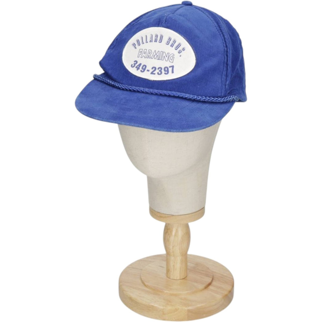 Headline Headwear POLLARD BROS FARMING Advertising Corduroy Cap (One Size Fits All) cotton navy blue type Vintage Second Hand