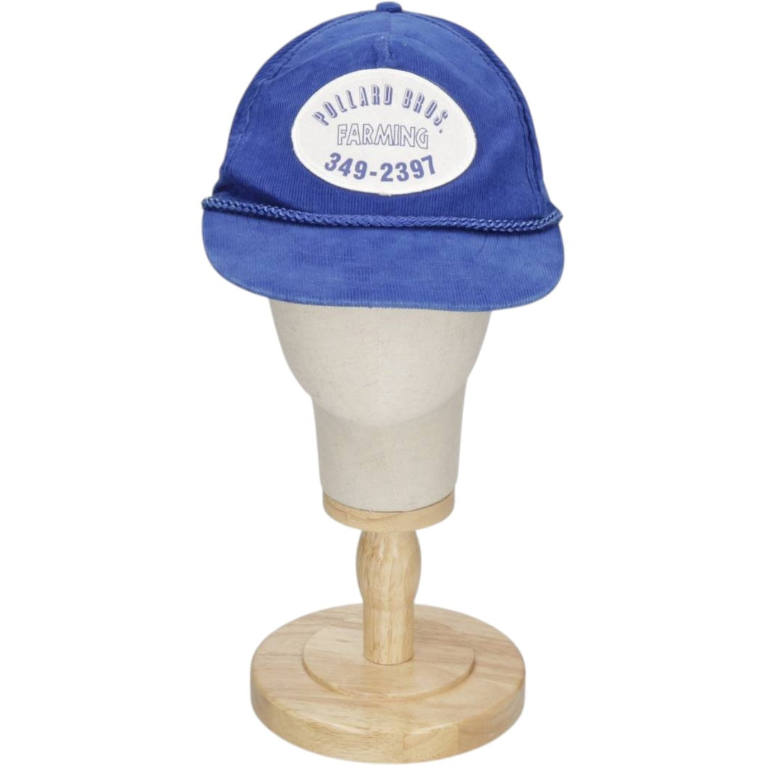 Headline Headwear POLLARD BROS FARMING Advertising Corduroy Cap (One Size Fits All) cotton navy blue type Vintage Second Hand