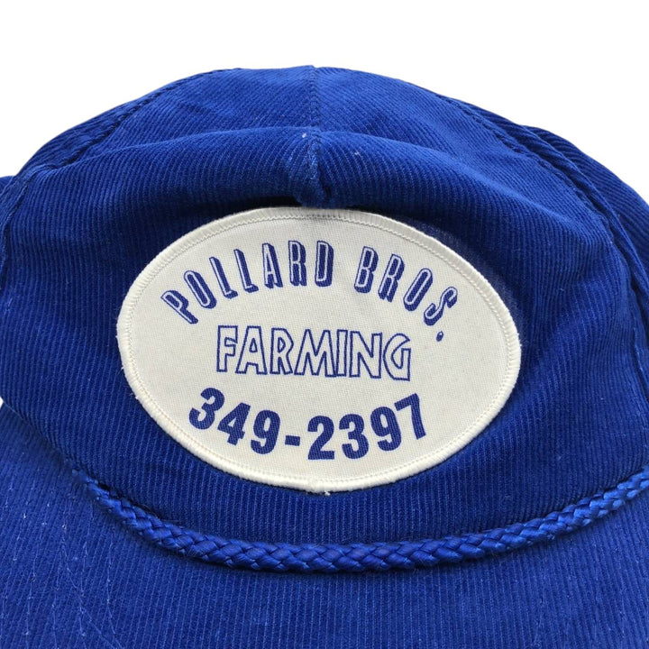 Headline Headwear POLLARD BROS FARMING Advertising Corduroy Cap (One Size Fits All) cotton navy blue type Vintage Second Hand