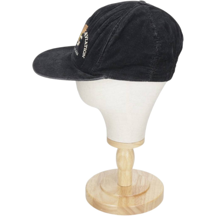 Ram SUNRISE AVIATION Eagle Pattern Advertising Corduroy Cap, Made in USA, One Size Fits All unclear black type Vintage Second Hand
