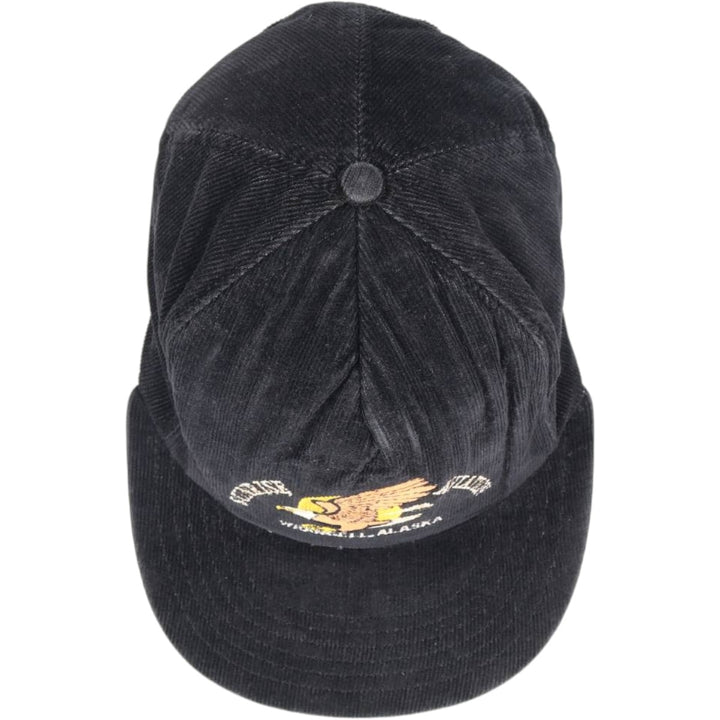 Ram SUNRISE AVIATION Eagle Pattern Advertising Corduroy Cap, Made in USA, One Size Fits All unclear black type Vintage Second Hand