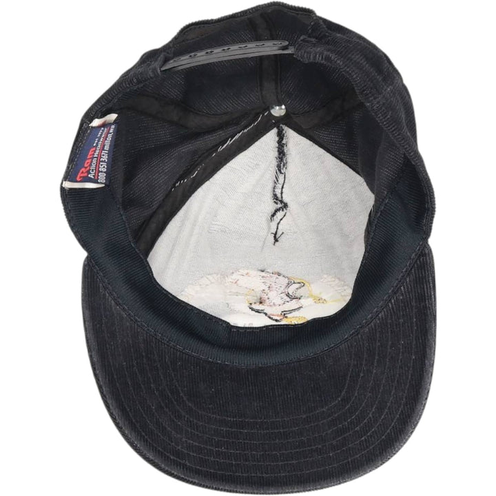 Ram SUNRISE AVIATION Eagle Pattern Advertising Corduroy Cap, Made in USA, One Size Fits All unclear black type Vintage Second Hand